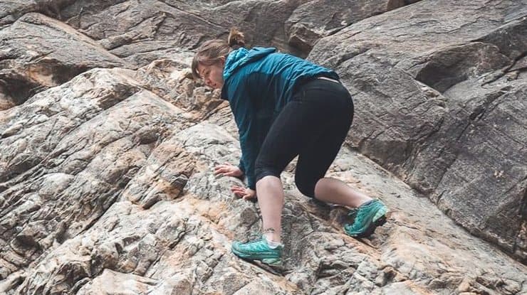 Sara climbing