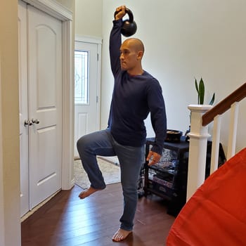 one leg kettlebell press