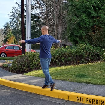 balance walking on curb