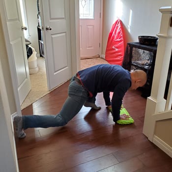 mopping floor on ground