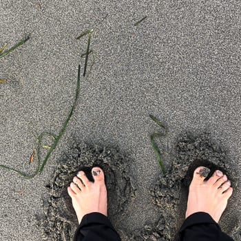 barefoot in sand