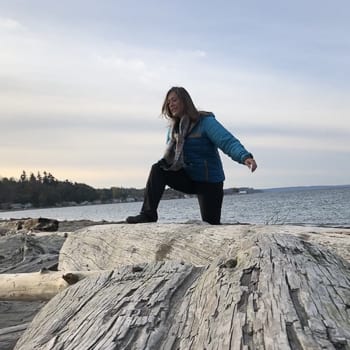 stepping over a log